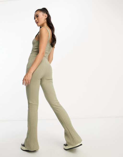 Khaki store ribbed jumpsuit