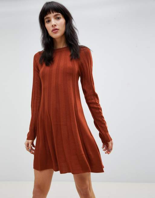 ASOS DESIGN rib swing dress in knit ASOS