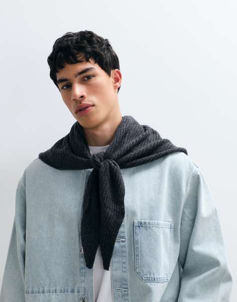 ASOS DESIGN rib triangle scarf in grey - view 1