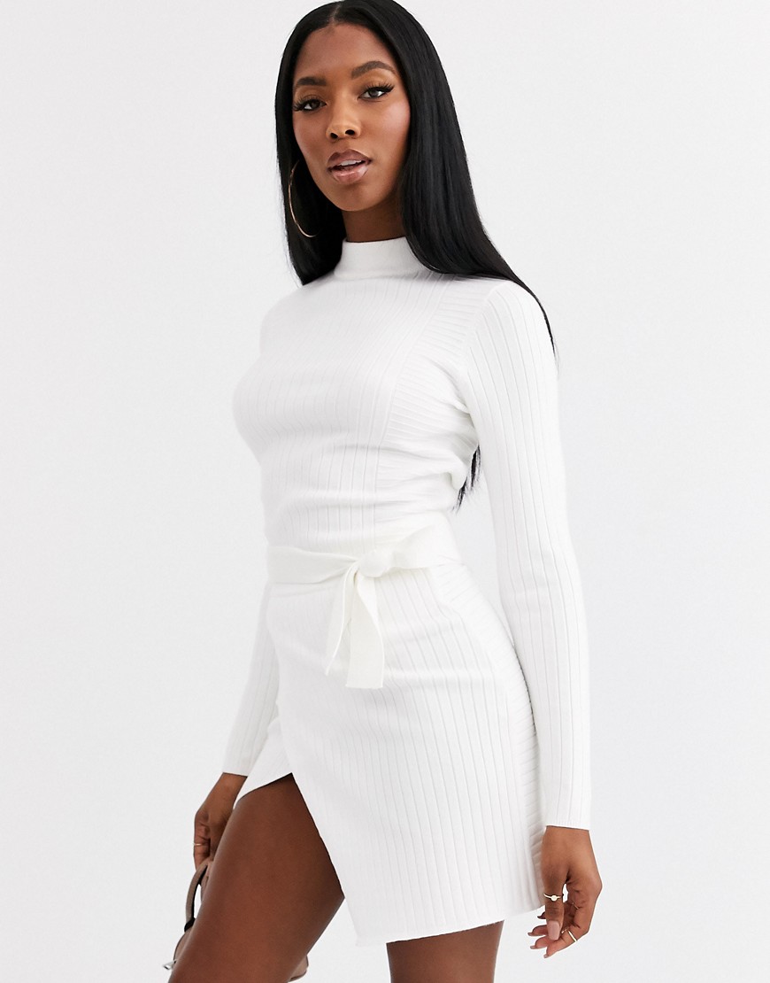 ASOS DESIGN rib two-piece sweater with cross back detail-White