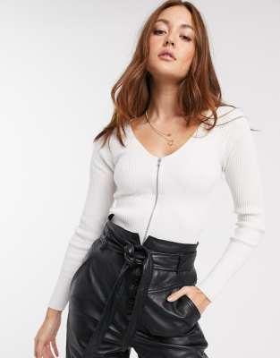 v neck zip jumper