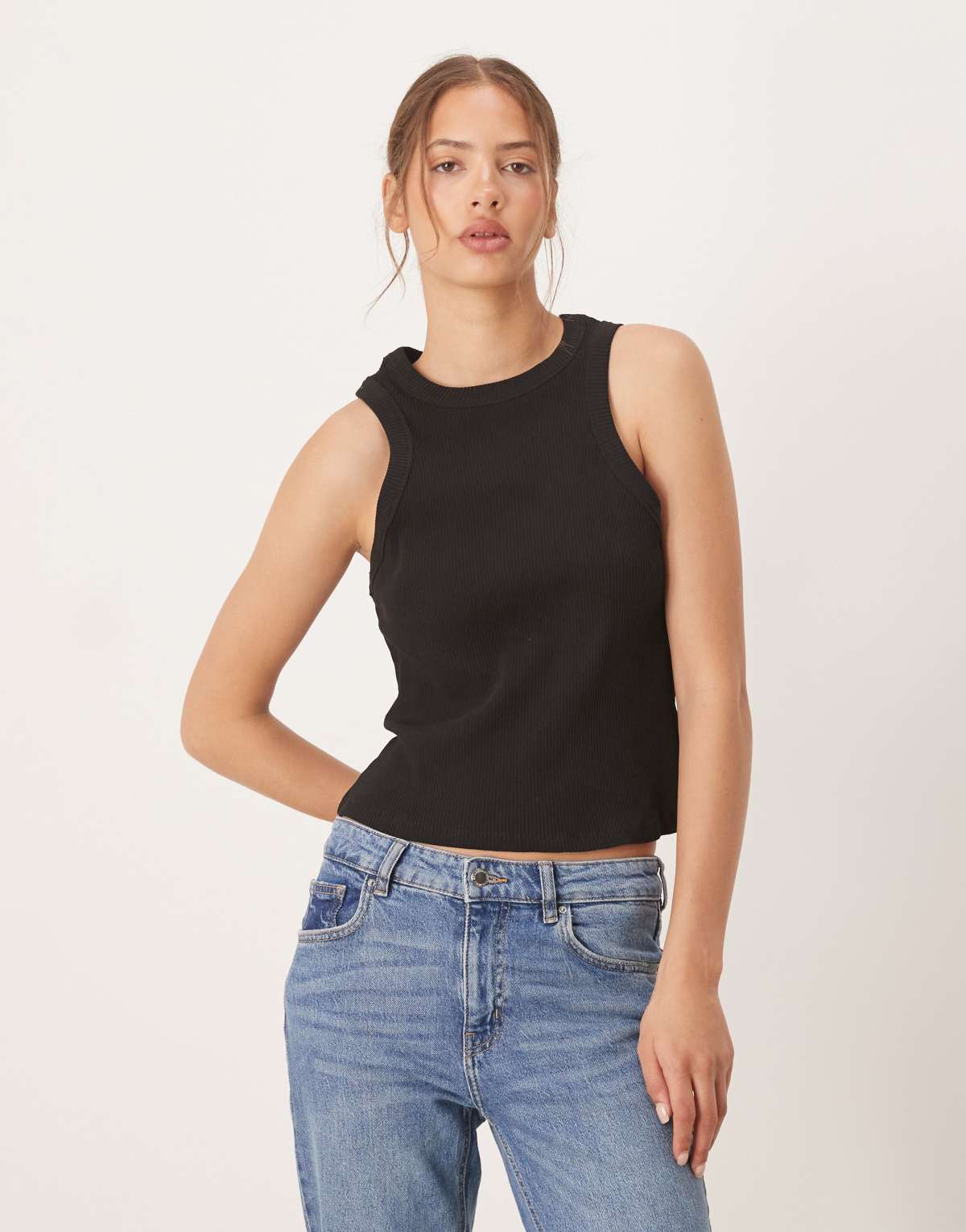 ASOS Design rib vest tank top in black