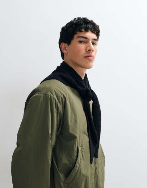 ASOS DESIGN ribbad trekantscarf i svart - view 1