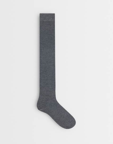 ASOS DESIGN ribbade knästrumpor i mörkgrått - view 1
