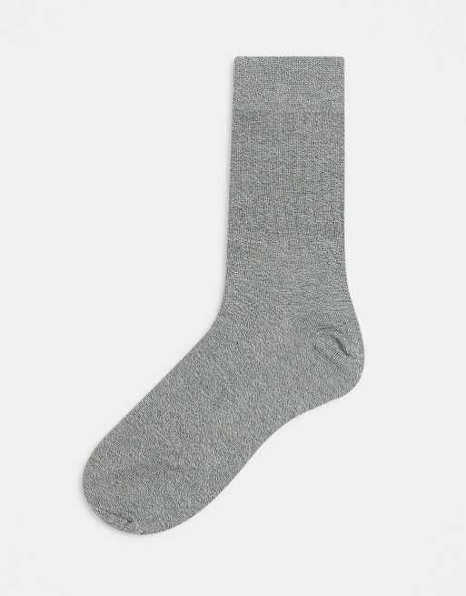 ASOS DESIGN ribbed ankle socks in dark gray twisted yarn