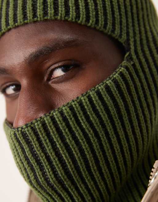 ASOS DESIGN ribbed balaclava in khaki | ASOS display picture 3