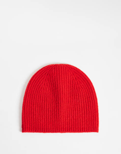 ASOS DESIGN ribbed beanie in red - view 1