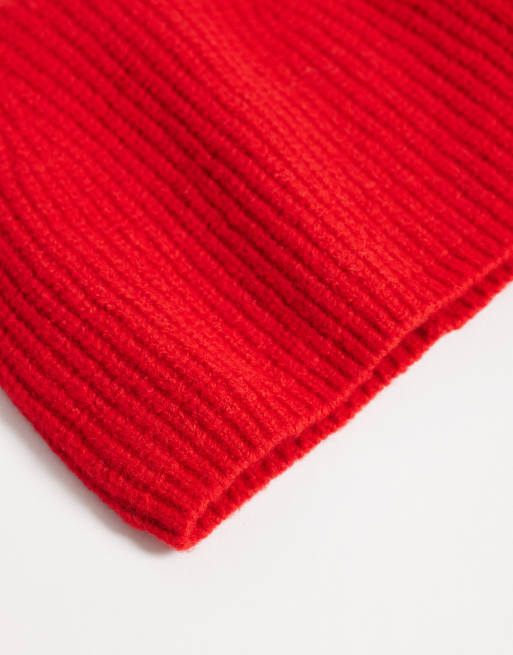 ASOS DESIGN ribbed beanie in red, 2 of 3