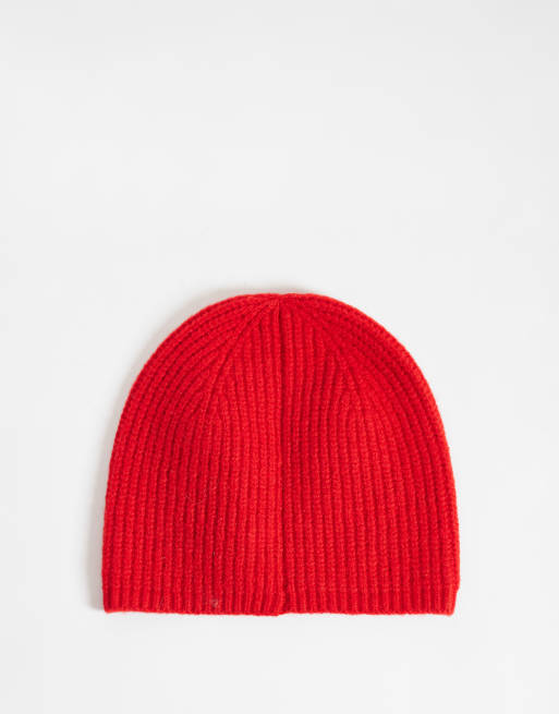 ASOS DESIGN ribbed beanie in red, 3 of 3
