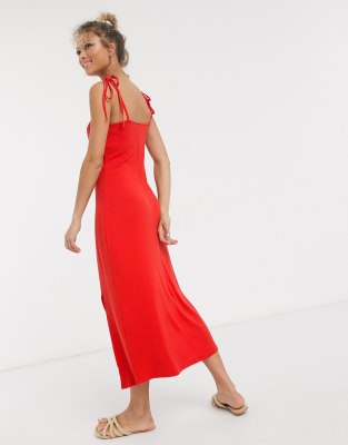 red midi sundress