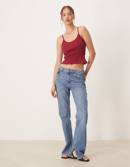 ASOS DESIGN ribbed cami top in burgundy, 4 of 4