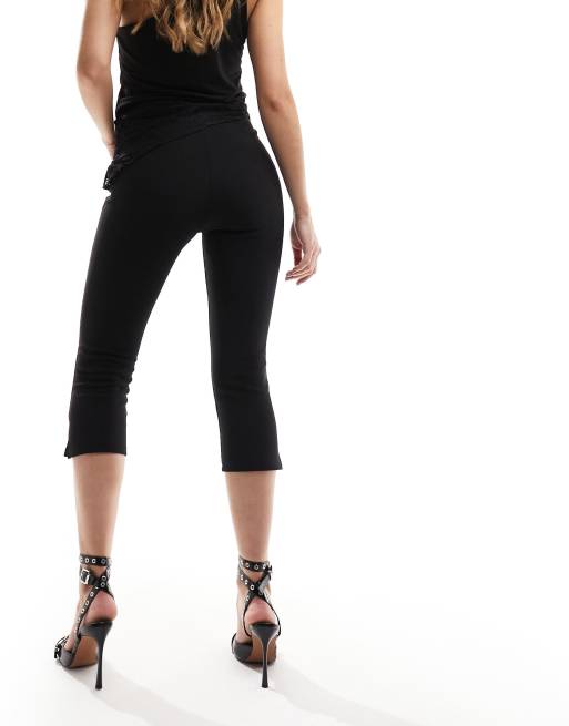 ASOS DESIGN ribbed capri pants in black