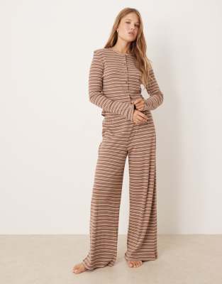 Asos Design Ribbed Cardigan In Brown