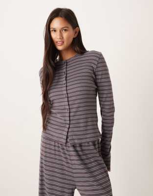 Asos Design Ribbed Cardigan In Gray