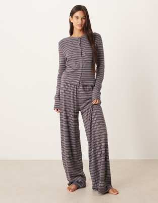 Asos Design Ribbed Cardigan In Gray