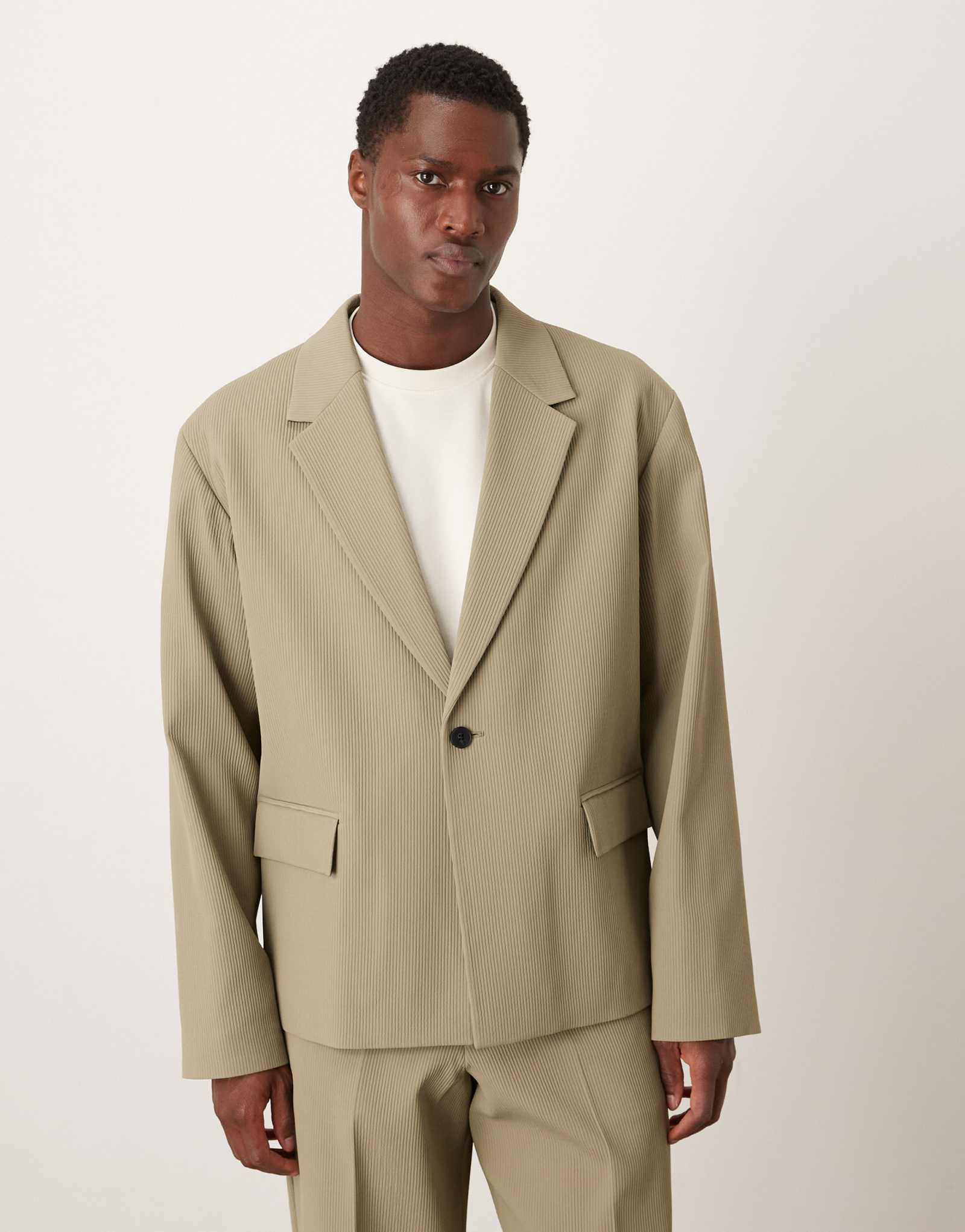 Облегающий пиджак из рубчатой ткани ASOS DESIGN цвета хаки