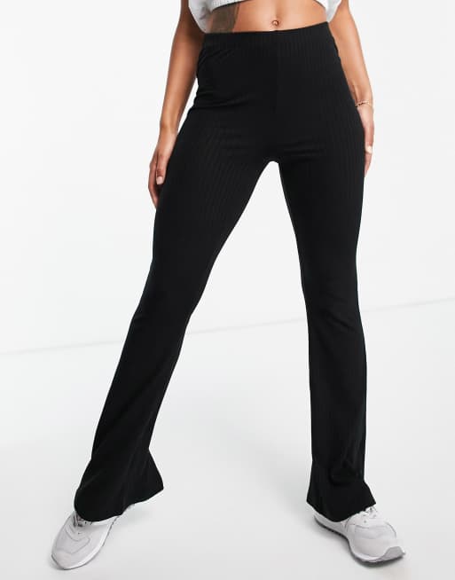  ASOS DESIGN ribbed flare pants in black, 4 of 4