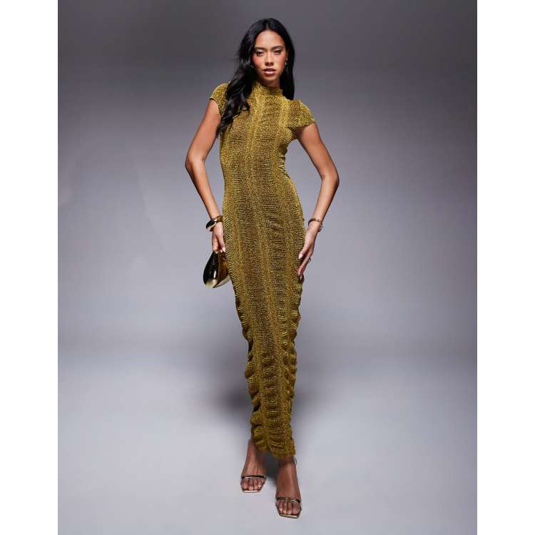 green emerald velvet dress Black and Gold Full Sleeve Bodycon Short Dress main image 1