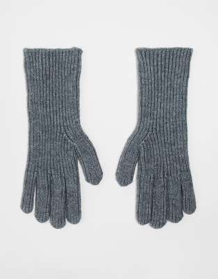 ASOS DESIGN ASOS DESIGN ribbed gloves with long cuff in grey
