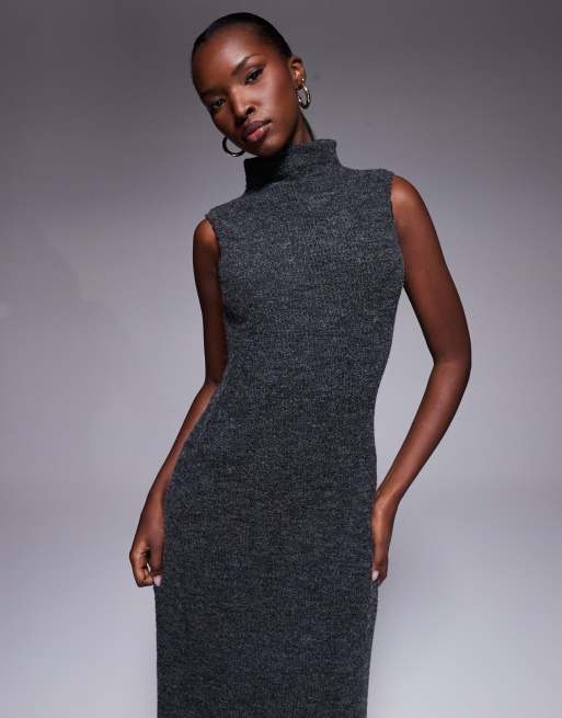 chinese dress ladies Bodycon High Neck Ribbed Knit Long Dress with Matching Scarf main image 0
