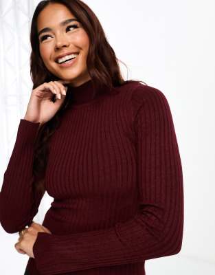 High-Neck Ribbed Sweater with Hood
