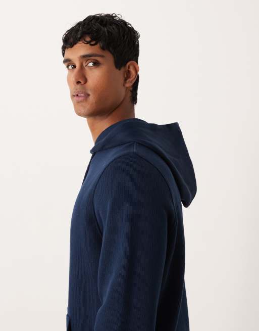 ASOS DESIGN ribbed hoodie in navy, 4 of 5