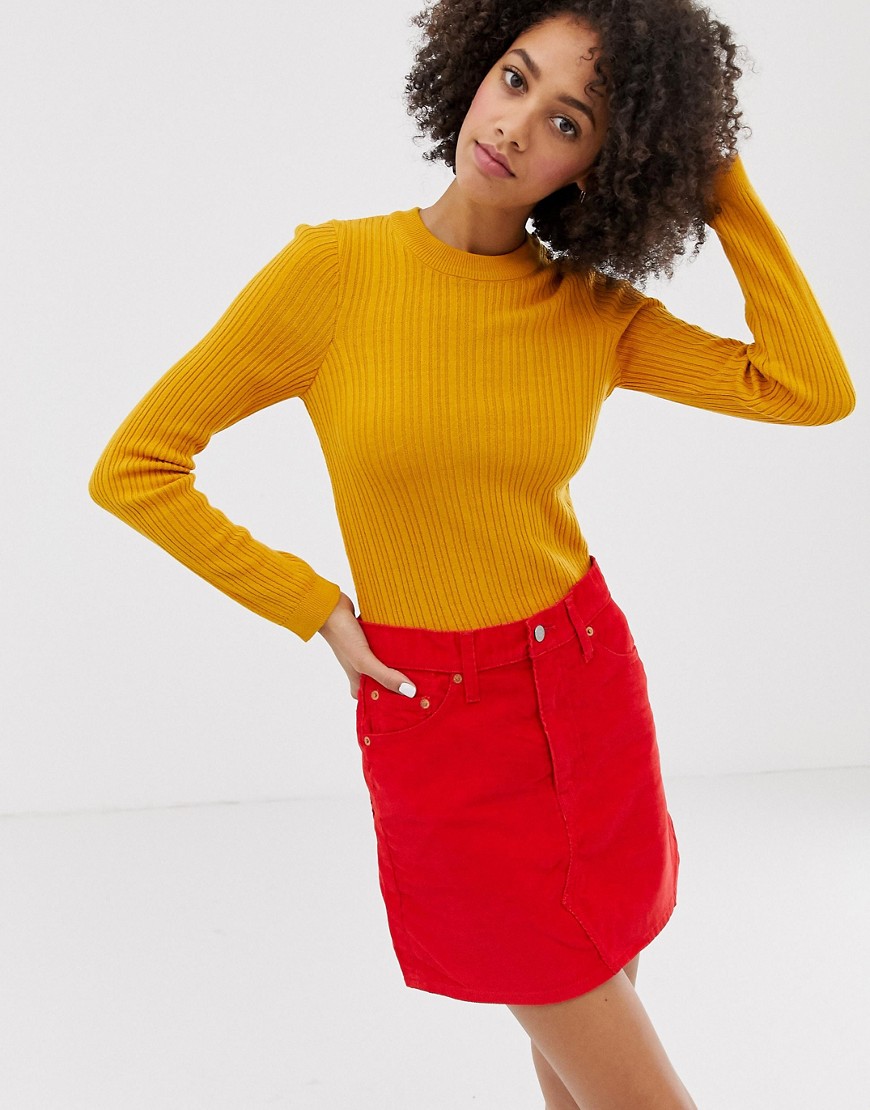 ASOS DESIGN ribbed jumper in fine knit-Yellow