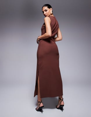 ASOS DESIGN RIBBED KNIT MIDI DRESS WITH HARDWARE DETAIL 