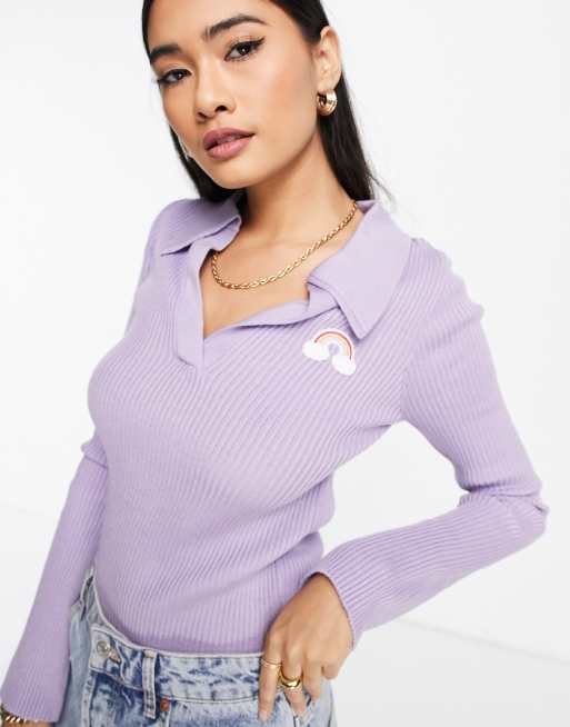 Knitted top sale with collar