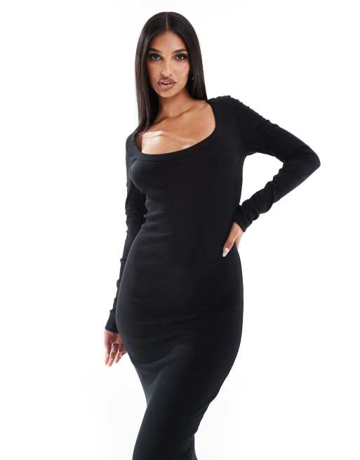 Black dress scoop neck best sale