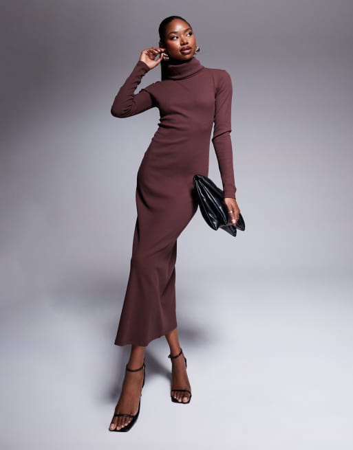 Long sleeve ribbed midaxi dress hotsell