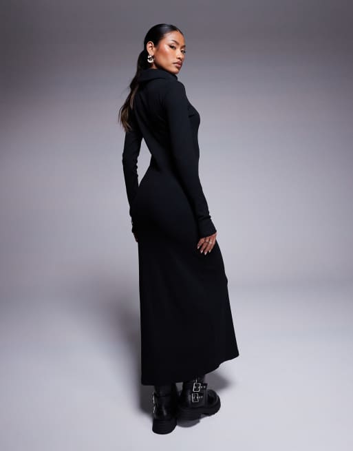 ASOS DESIGN ribbed midaxi turtle neck dress in black ASOS