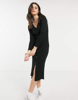 asos black ribbed dress