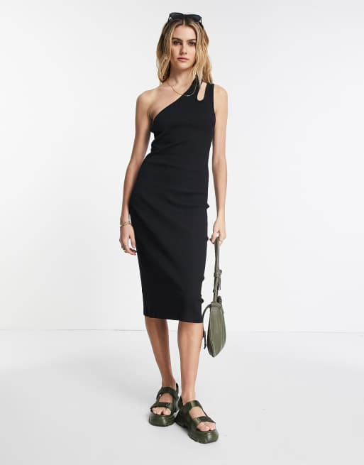 Asos black one outlet shoulder dress