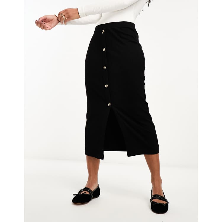 Asos rib popper midi skirt hotsell