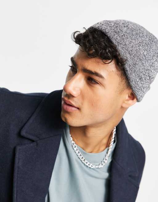 ASOS DESIGN ribbed mini fisherman in black and white twist