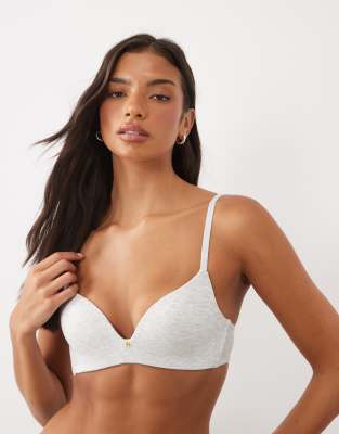 Asos Design Ribbed Molded Non Wire Padded Plunge
