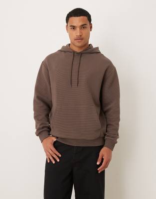 Asos Design Ribbed Oversized Hoodie In Brown