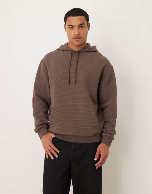 ASOS DESIGN ribbed oversized hoodie in brown