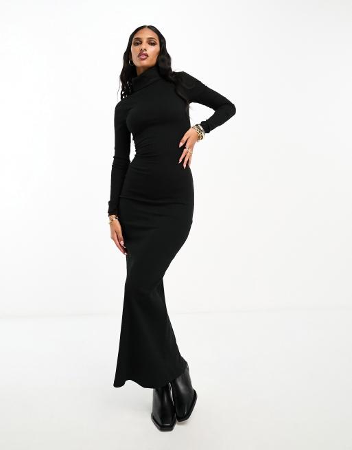 Ribbed roll cheap neck dress