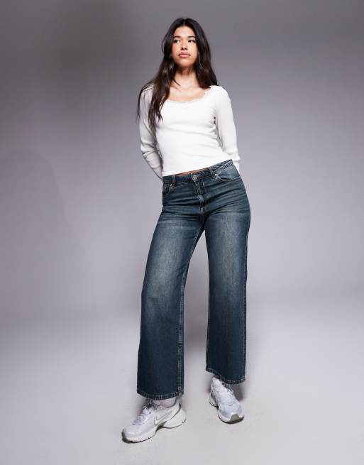 ASOS DESIGN ribbed round neck long sleeve top with lace trim in cream, 4 of 4