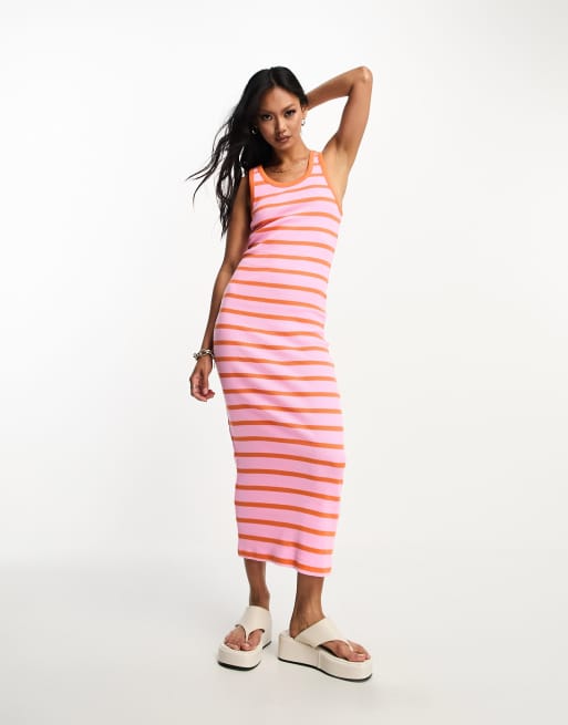 Asos orange and store white striped dress