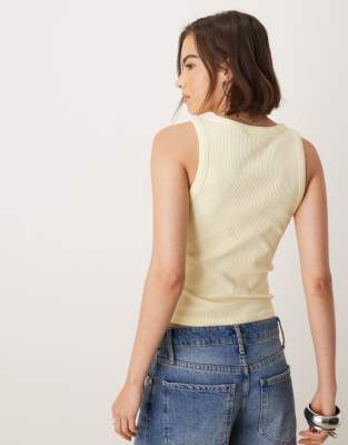 ASOS DESIGN ribbed scoop tank top in pastel yellow