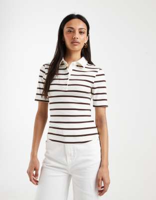 Asos Design Ribbed Shrunken Polo Top In White
