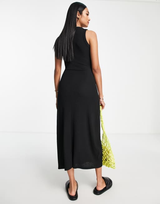 Asos black ribbed store dress