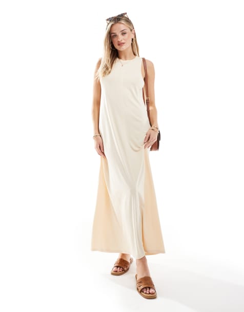 ASOS DESIGN ribbed slinky a line maxi dress in - view 1