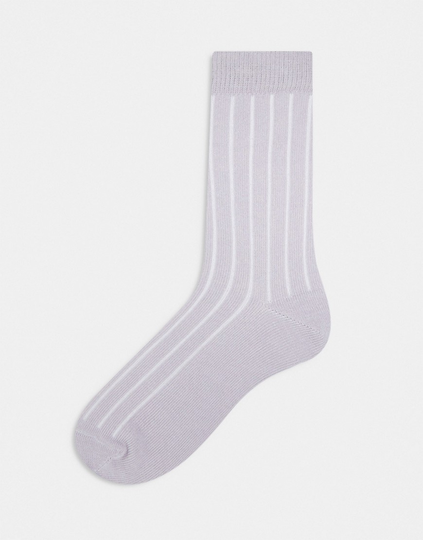 ASOS DESIGN ribbed sock in grey