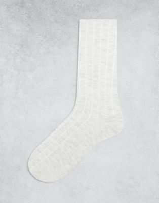 Asos Design Ribbed Sock In Light Gray