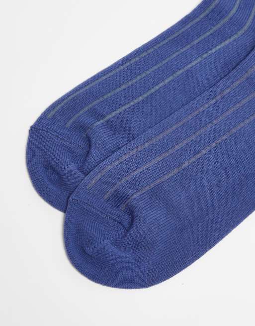 ASOS DESIGN ribbed socks in dark blue | ASOS