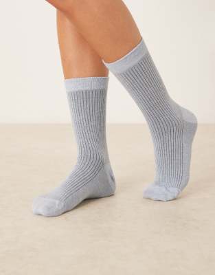 ASOS DESIGN ASOS DESIGN ribbed socks in light blue marl